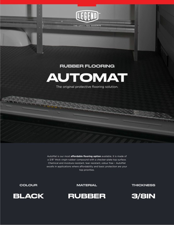 AUTOMAT-BAR Legend’s most popular rubber mat for vans, box trucks, pick-up trucks, and more.