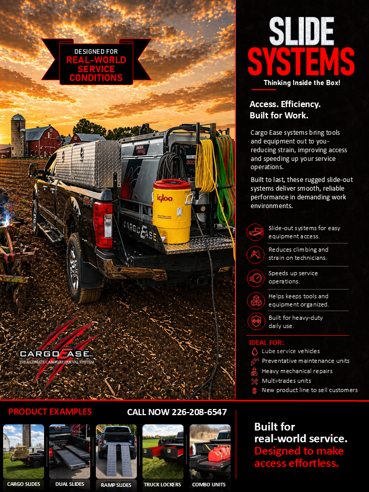 Cargo Ease professional cargo access and workflow-focused storage systems designed to improve equipment accessibility, operational efficiency, organized transport environments, and demanding contractor and field-service applications.