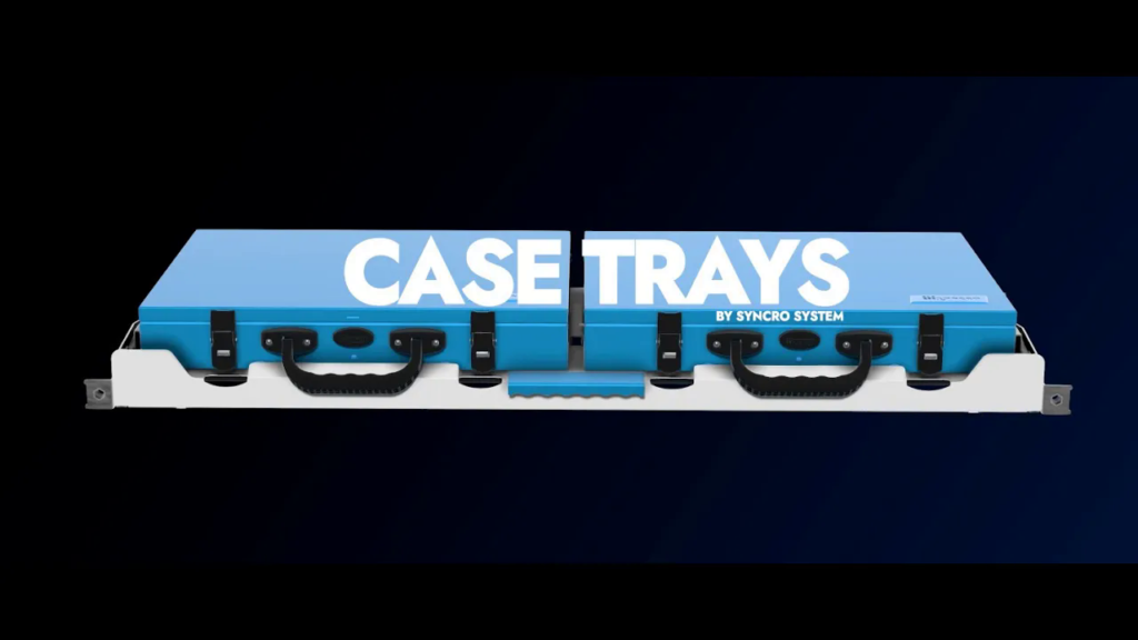 Syncro System case trays video cover showing sliding trays for securing and organizing tool cases in commercial vans.