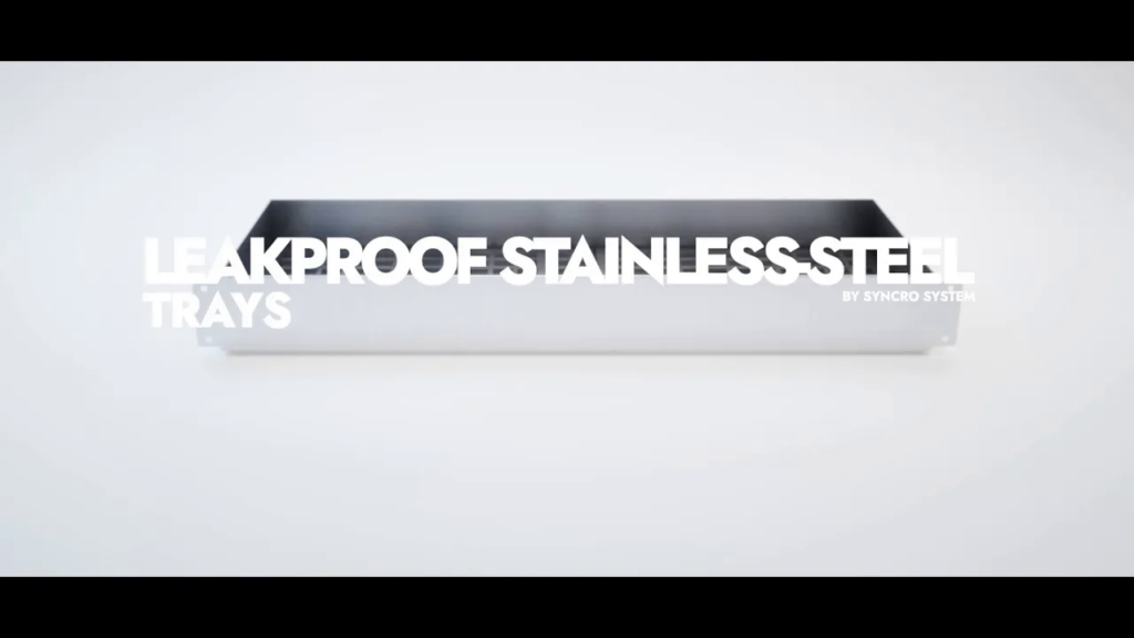 Syncro System leakproof stainless-steel trays video cover showing a stainless-steel tray for commercial van storage systems.