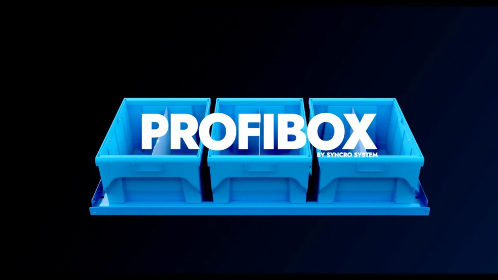 Syncro System Profibox video cover showing blue storage bins for commercial van organization.