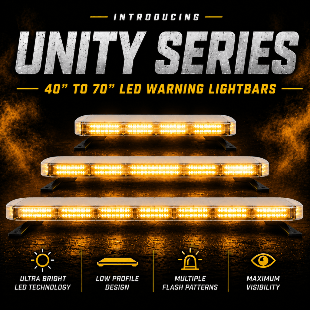 Abrams Unity Series LED warning lightbars from 40 to 70 inches for work trucks, utility vehicles, municipal fleets and emergency response vehicles