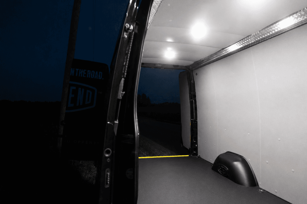 Legend Fleet Solutions cargo van flooring and interior wall lining protection shown inside a commercial van