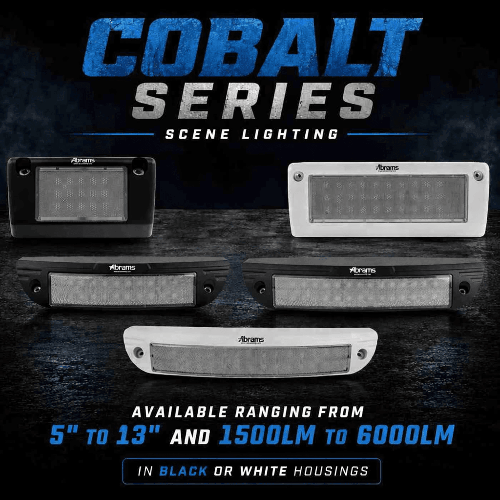 Abrams Cobalt Series LED scene lights for work trucks, service vehicles, utility fleets and commercial vehicle lighting applications
