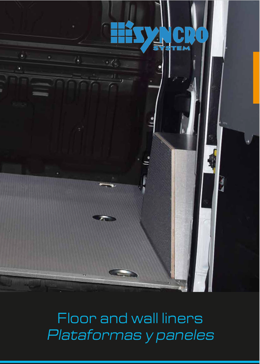 Syncro System floors and wall liners catalog for van flooring, wall protection panels, and interior cargo area protection.